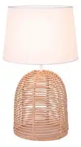 Veioza scandinava marion din ratan si cu abajur alb 1x40w e27