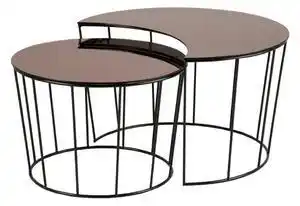 Set 2 măsuțe auxiliare actona sunmoon, negru - bronz