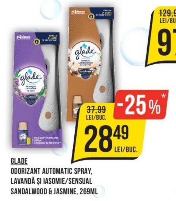 Mega Image GLADE ODORIZANT AUTOMATIC SPRAY, LAVANDĂ ȘI IASOMIE/SENSUAL Ofertă