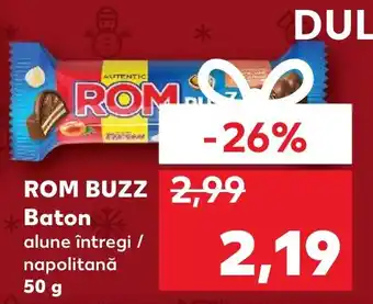 Kaufland ROM BUZZ Baton alune întregi / napolitană 50 g Ofertă