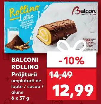Kaufland BALCONI ROLLINO Prăjitură umplutură de lapte / cacao / alune 6 x 37 g Ofertă