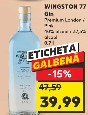 Kaufland WINGSTON 77 Gin Premium London / Pink Ofertă