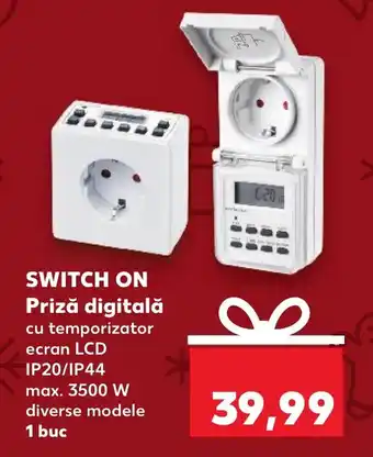 Kaufland SWITCH ON Priză digitală cu temporizator ecran LCD IP20/IP44 max. 3500 W diverse modele Ofertă
