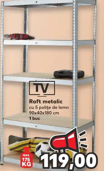 Kaufland Raft metalic cu 5 poliţe de lemn 90x40x180 cm Ofertă