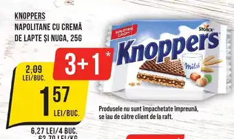 Mega Image KNOPPERS NAPOLITANE CU CREMĂ DE LAPTE ŞI NUGA, 25G Ofertă