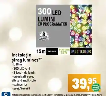 Metro Instalație şirag luminos Ofertă