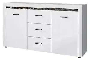 Comoda whiteblack, alb, cu 2 usi si 3 sertare, 166.6x40.3x92.2 cm