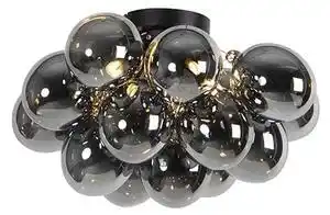 Plafoniera design negru cu sticlă fumurie cu 4 lumini - uvas