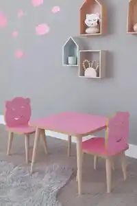 Set masa+ 2 scaune pentru copii bambi homs roz