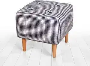 Taburet tapițat dotted - black