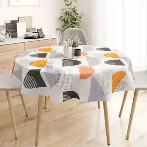 Goldea față de masă 100% bumbac - forme abstracte colorate - rotundă ø 170 cm