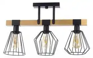 Favi Lustră aplicată cameroon 3xe27/60w/230v neagră/lemn Ofertă