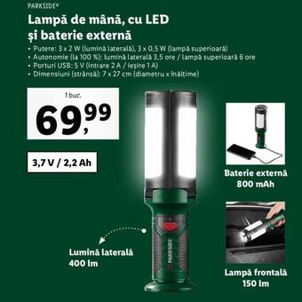 Lidl Lampă de mână, cu LED şi baterie externă Ofertă