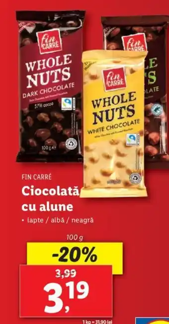 Lidl FIN CARRÉ Ciocolată cu alune Ofertă