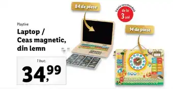 Laptop / Ceas magnetic, din lemn