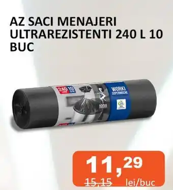Unicarm AZ SACI MENAJERI ULTRAREZISTENTI 240 L 10 BUC Ofertă