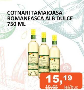 Unicarm COTNARI TAMAIOASA ROMANEASCA ALB DULCE 750 ML Ofertă