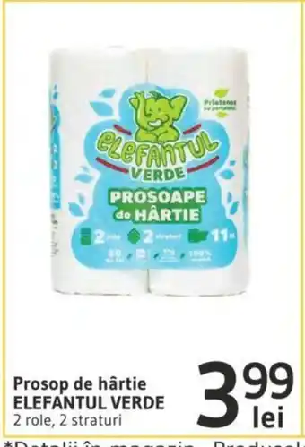 Prosop de hârtie ELEFANTUL VERDE 2 role, 2 straturi