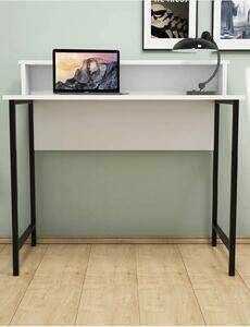 Favi Birou/masa pc, uso homs, alb/negru, 90.8 x 90 x 50 cm, pal/metal Ofertă