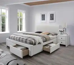 Pat alb cu sertare modena 2, 200x160 cm, somiera inclusa