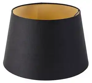 Abajur din bumbac negru 32/25/18 cu interior auriu