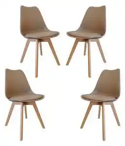 Set 4 scaune dining sunny, polipropilena/piele ecologica, cappuccino