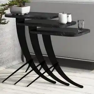Masuta de cafea set (3 bucăți) pion - black marble