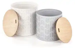 Set masute de cafea alba, alb/gri, spatiu depozitare