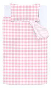 Favi Lenjerie de pat din bumbac bianca check and stripe, 135 x 200 cm, roz Ofertă