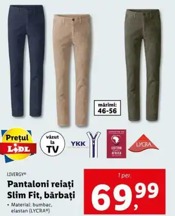 Lidl Pantaloni reiați Slim Fit, bărbaţi Ofertă