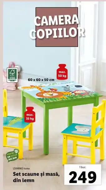 Lidl Set scaune şi masă, din lemn Ofertă