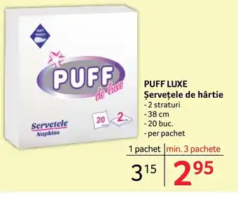 Selgros PUFF LUXE Șervețele de hârtie Ofertă