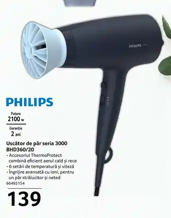 Selgros Uscător de păr seria 3000 BHD360/20 Ofertă