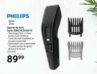 Selgros Aparat de tuns Seria 3000 HC3510/15 Ofertă