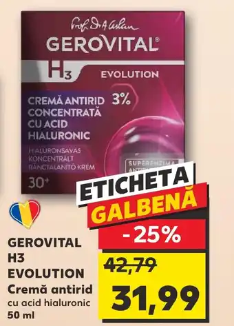 Kaufland GEROVITAL H3 EVOLUTION Cremă antirid cu acid hialuronic 50 ml Ofertă