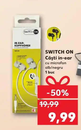 SWITCH ON Căşti in-ear cu microfon alb/negru 1 buc