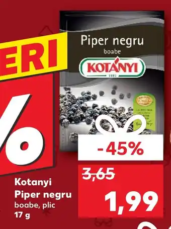 Kaufland Kotanyi Piper negru boabe, plic 17 g Ofertă