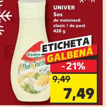 Kaufland UNIVER Sos de maioneză clasic / de post 420 g Ofertă