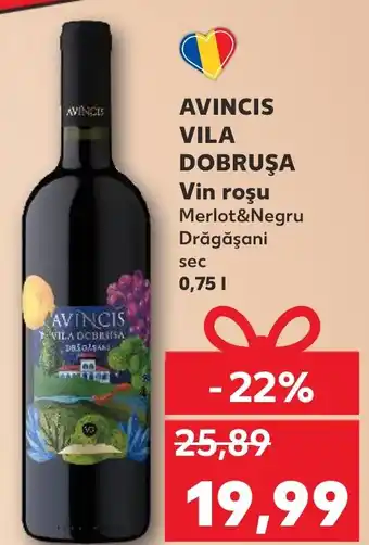 Kaufland AVINCIS VILA DOBRUŞA Vin roşu Merlot&Negru Ofertă