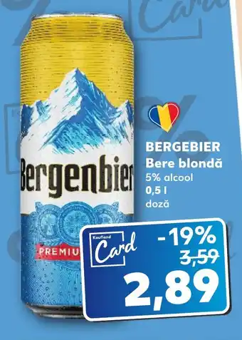 Kaufland BERGEBIER Bere blondă 5% alcool 0,51 doză Ofertă