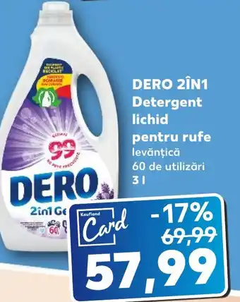Kaufland DERO 2IN1 Detergent lichid pentru rufe levănţică 60 de utilizări Ofertă