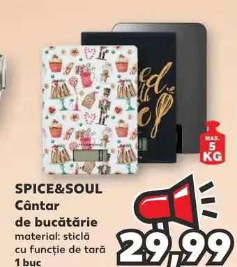 Kaufland SPICE&SOUL Cântar de bucătărie material: sticlă cu funcție de tară 1 buc Ofertă