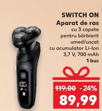 Kaufland SWITCH ON Aparat de ras cu 3 capete pentru bărbierit umed/uscat cu acumulator Li-lon 3,7 V, 700 mAh Ofertă