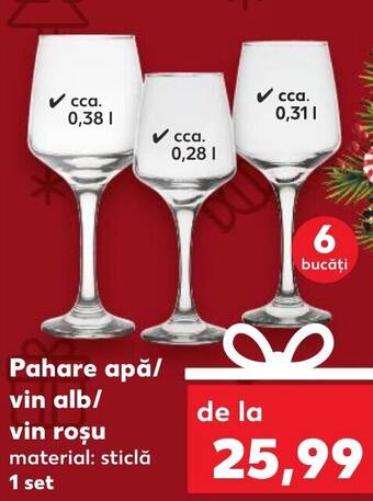 Kaufland Pahare apă/ vin alb/ vin roşu material: sticlă 1 set Ofertă
