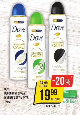 Mega Image DOVE DEODORANT SPRAY, DIVERSE SORTIMENTE, 150ML Ofertă