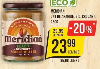 Mega Image MERIDIAN UNT DE ARAHIDE, BIO, CROCANT, Ofertă