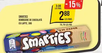 SMARTIES BOMBOANE DE CIOCOLATĂ CU LAPTE, 38G