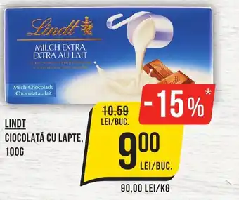 LINDT CIOCOLATĂ CU LAPTE, 100G