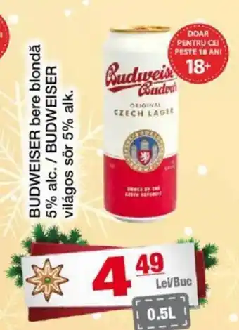 CBA BUDWEISER bere blondă 5% alc./BUDWEISER világos sör 5% alk. Ofertă