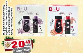 BU pachet cadou(deo spray +gel de duş),diverse sortimente / BU ajándékcsomag (deo